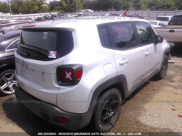 ZACCJAAT4GPC96136 - 2016 JEEP RENEGADE SPORT Մոխրագույն լուսանկար 4