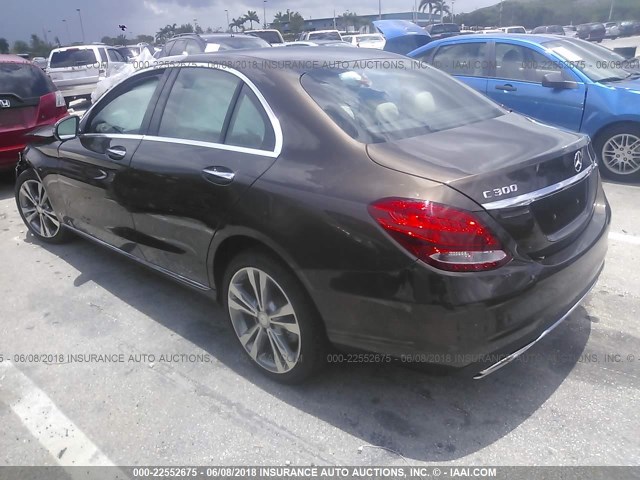 55SWF4JB9GU117294 - 2016 MERCEDES-BENZ C 300 BROWN photo 3