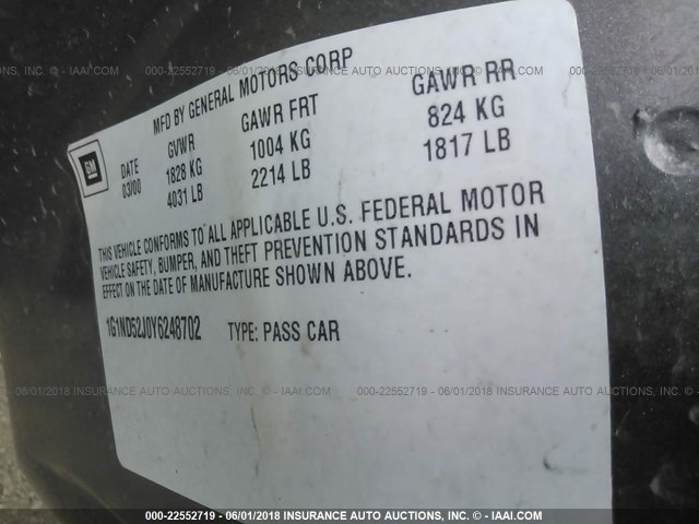 1G1ND52J0Y6248702 - 2000 CHEVROLET MALIBU TAN photo 9