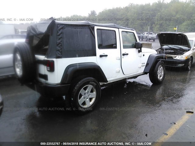 1J4HA3H15BL586205 - 2011 JEEP WRANGLER UNLIMITE SPORT WHITE photo 4