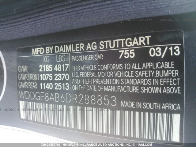 WDDGF8AB6DR288853 - 2013 MERCEDES-BENZ C 300 4MATIC GRAY photo 9