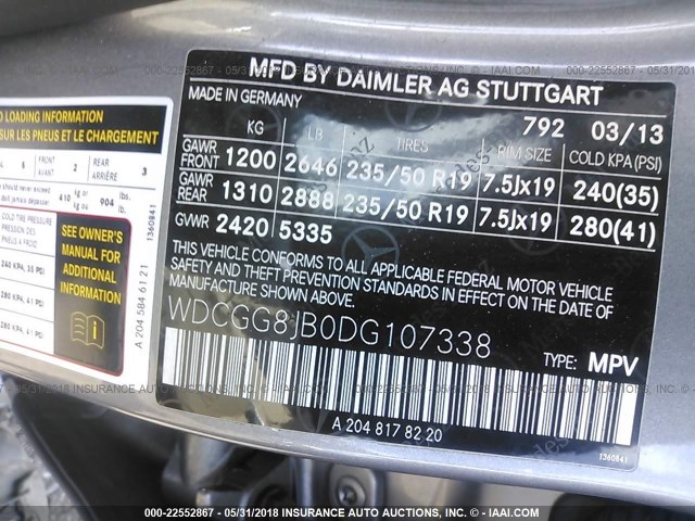 WDCGG8JB0DG107338 - 2013 MERCEDES-BENZ GLK 350 4MATIC SILVER photo 9