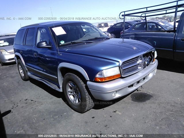 1B4HR58N22F191990 - 2002 DODGE DURANGO SLT PLUS BLUE photo 1