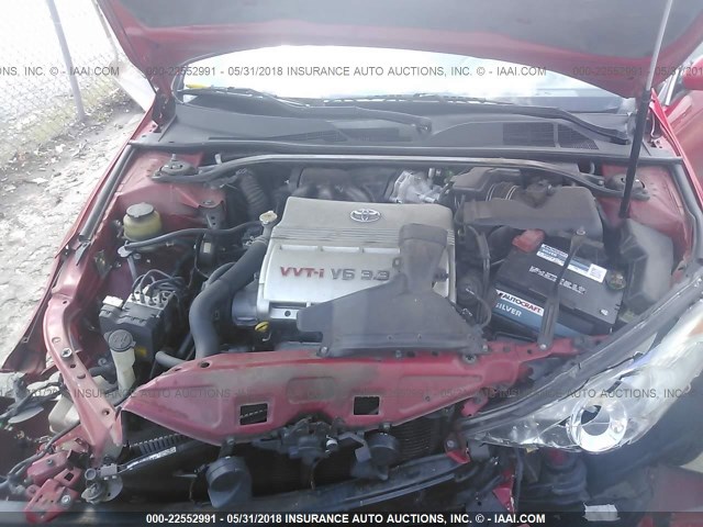 4T1CA30P96U105366 - 2006 TOYOTA CAMRY SOLARA SE/SLE წითელი ფოტო 10