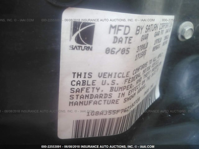 1G8AJ55F76Z102728 - 2006 SATURN ION LEVEL 2 灰色 照片 9