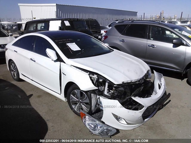 KMHEC4A4XFA119193 - 2015 HYUNDAI SONATA HYBRID/LIMITED WHITE photo 1