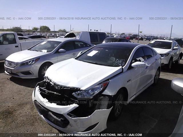 KMHEC4A4XFA119193 - 2015 HYUNDAI SONATA HYBRID/LIMITED WHITE photo 2