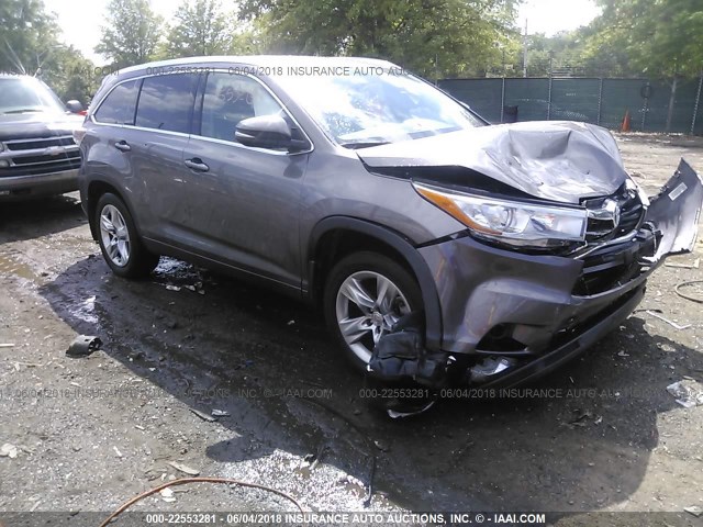 5TDDKRFH8FS073264 - 2015 TOYOTA HIGHLANDER LIMITED/LTD PLATINUM GRAY photo 1