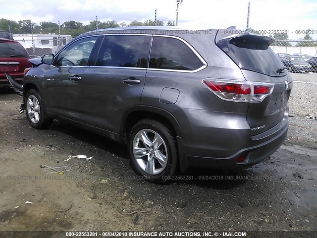 5TDDKRFH8FS073264 - 2015 TOYOTA HIGHLANDER LIMITED/LTD PLATINUM GRAY photo 3