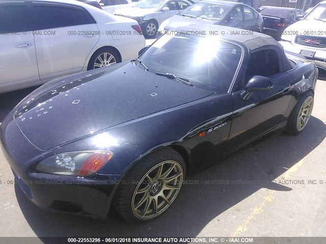 JHMAP11483T001261 - 2003 HONDA S2000 BLACK photo 2