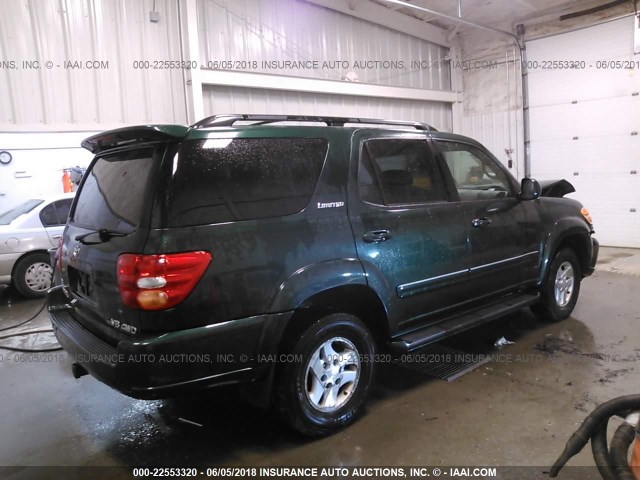 5TDBT48A22S068756 - 2002 TOYOTA SEQUOIA LIMITED GREEN photo 4
