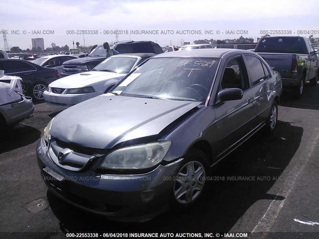 1HGES16315L026525 - 2005 HONDA CIVIC DX VP GRAY photo 2