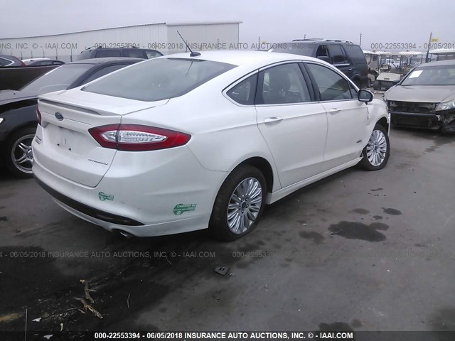 3FA6P0SU6ER366418 - 2014 FORD FUSION TITANIUM PHEV WHITE photo 4