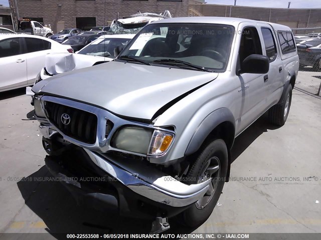 5TEGN92N04Z445275 - 2004 TOYOTA TACOMA DOUBLE CAB PRERUNNER SILVER photo 2