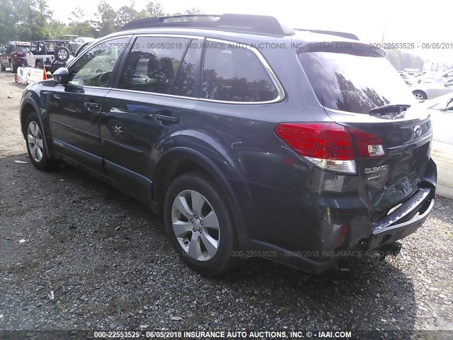 4S4BRCGC1B3401814 - 2011 SUBARU OUTBACK 2.5I PREMIUM GRAY photo 3