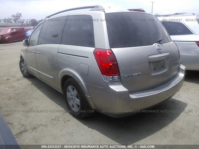 5N1BV28U05N137409 - 2005 NISSAN QUEST S/SE/SL GOLD photo 3