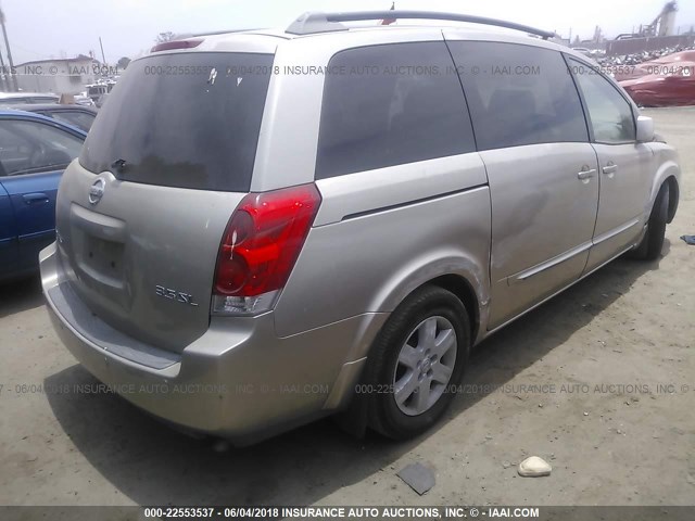 5N1BV28U05N137409 - 2005 NISSAN QUEST S/SE/SL GOLD photo 4