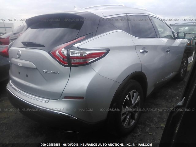 5N1AZ2MH8HN172745 - 2017 NISSAN MURANO S/SL/SV/PLATINUM SILVER photo 4