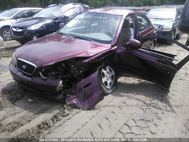 KMHDN45D62U245687 - 2002 HYUNDAI ELANTRA GLS/GT MAROON photo 2