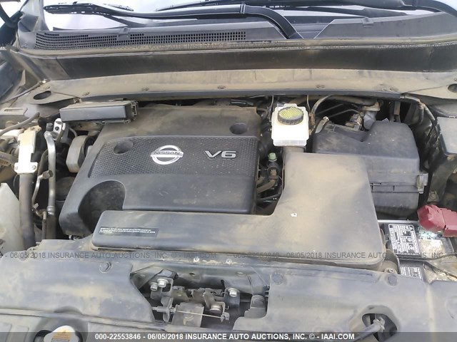 5N1AR2MN2DC652517 - 2013 NISSAN PATHFINDER S/SV/SL/PLATINUM GRAY photo 10