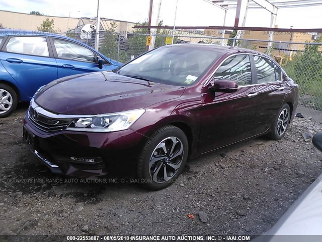 1HGCR2F91HA101768 - 2017 HONDA ACCORD EXL RED photo 2