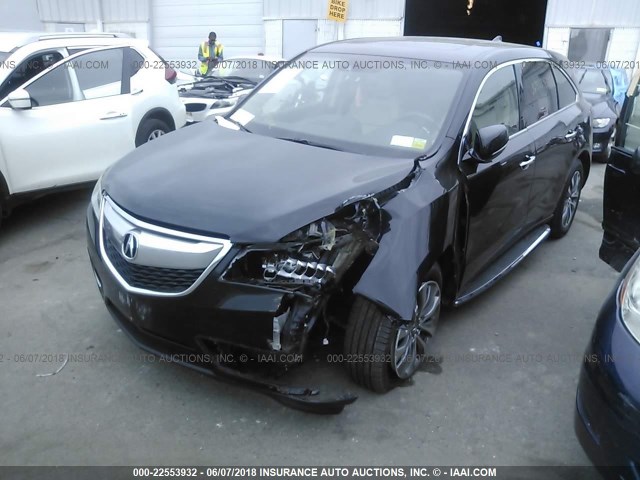 5FRYD4H6XEB005320 - 2014 ACURA MDX TECHNOLOGY BLACK photo 2