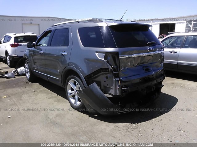 1FMHK7F83BGA48424 - 2011 FORD EXPLORER LIMITED 灰色 照片 3