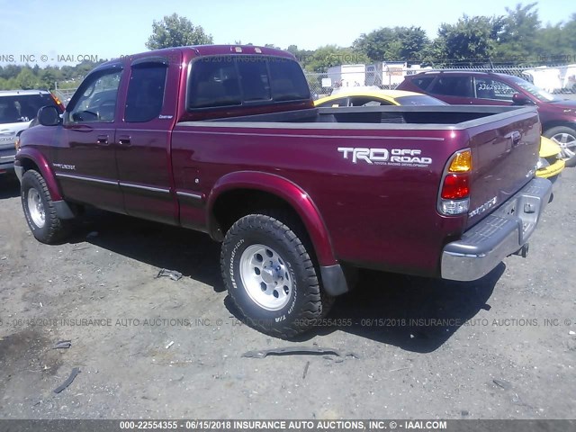 5TBBT48142S239757 - 2002 TOYOTA TUNDRA ACCESS CAB LIMITED RED photo 3