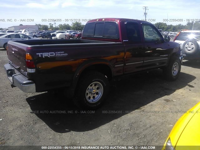 5TBBT48142S239757 - 2002 TOYOTA TUNDRA ACCESS CAB LIMITED RED photo 4