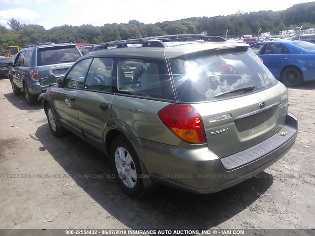 4S4BP61C457363122 - 2005 SUBARU LEGACY OUTBACK 2.5I GREEN photo 3