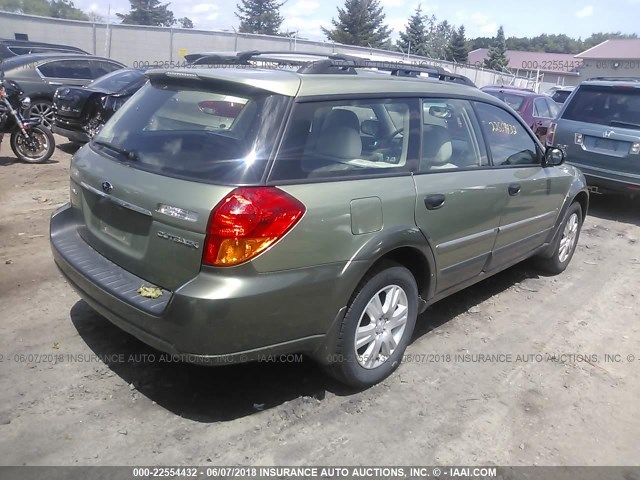 4S4BP61C457363122 - 2005 SUBARU LEGACY OUTBACK 2.5I GREEN photo 4