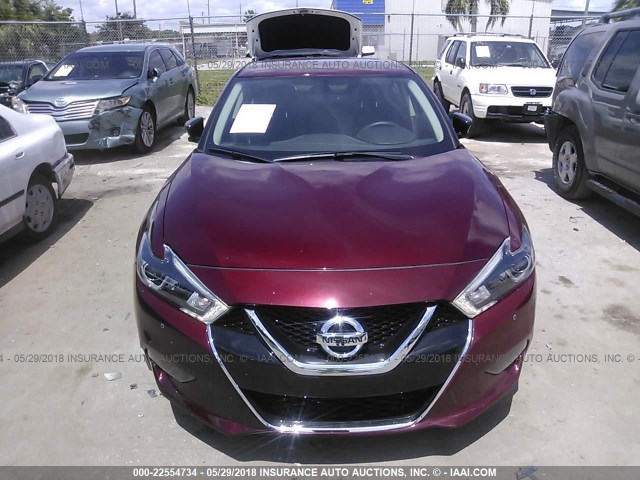 1N4AA6AP4JC369188 - 2018 NISSAN MAXIMA 3.5S/SV/SL/SR/PLAT RED photo 6