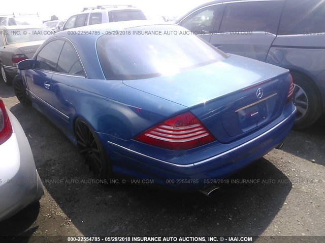 WDBPJ75J33A035179 - 2003 MERCEDES-BENZ CL 500 BLUE photo 3