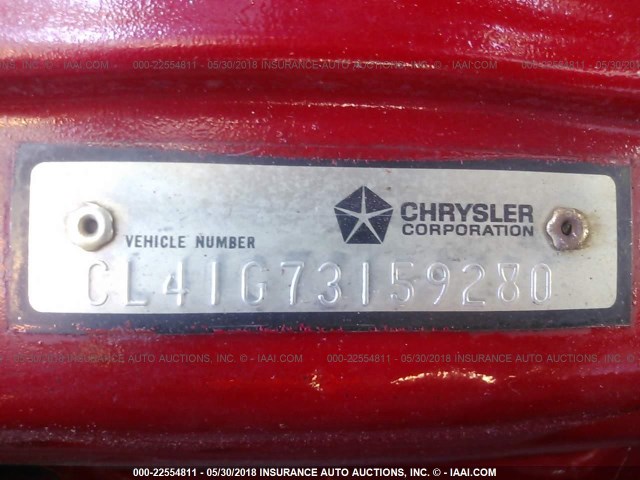 CL41G73159280 - 1967 CHRYSLER NEWPORT RED photo 9