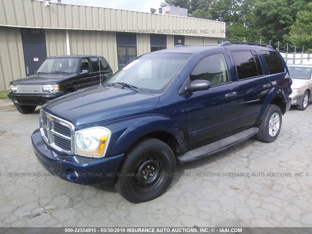 1D4HB48N65F552985 - 2005 DODGE DURANGO SLT BLUE photo 2