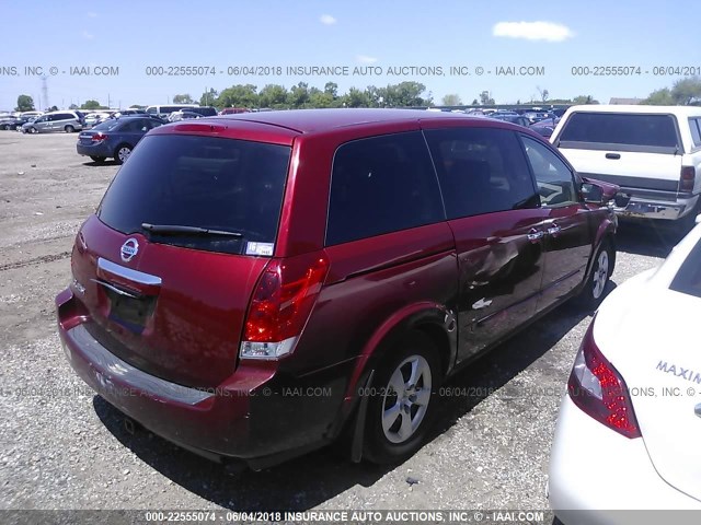 5N1BV28U77N120092 - 2007 NISSAN QUEST S/SE/SL RED photo 4