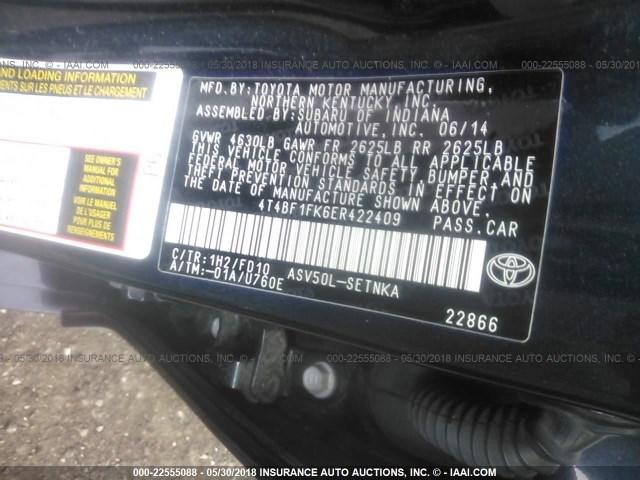 4T4BF1FK6ER422409 - 2014 TOYOTA CAMRY L/SE/LE/XLE 黑色 照片 9