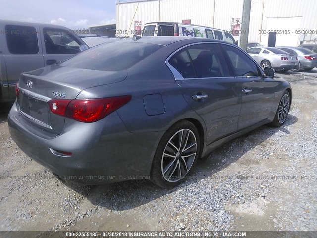 JN1AV7AP7EM690178 - 2014 INFINITI Q50 HYBRID PREMIUM/SPORT GRAY photo 4