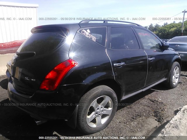 JN8AZ08W54W308839 - 2004 NISSAN MURANO SL/SE BLACK photo 4