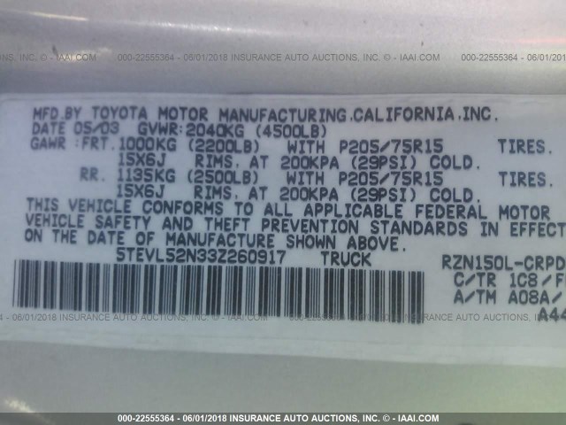 5TEVL52N33Z260917 - 2003 TOYOTA TACOMA XTRACAB SILVER photo 9