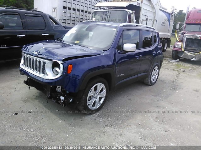 ZACCJADT9GPC60213 - 2016 JEEP RENEGADE LIMITED BLUE photo 2