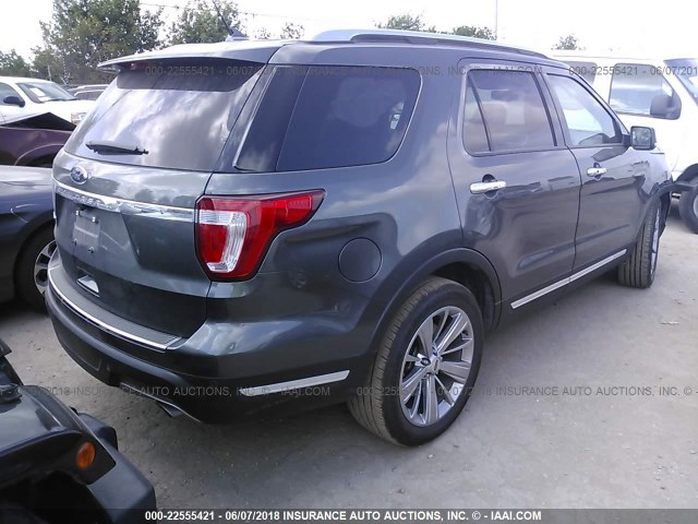 1FM5K7F81JGA28383 - 2018 FORD EXPLORER LIMITED ნაცრისფერი ფოტო 4