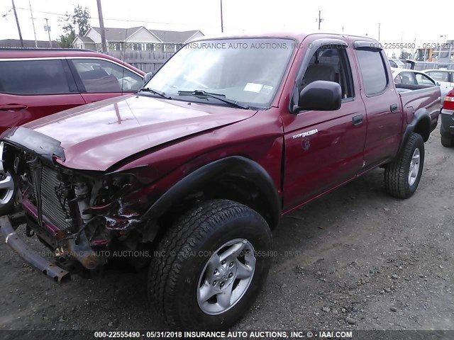 5TEHN72N53Z264227 - 2003 TOYOTA TACOMA DOUBLE CAB RED photo 2