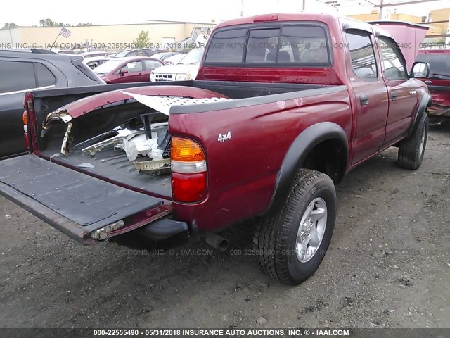 5TEHN72N53Z264227 - 2003 TOYOTA TACOMA DOUBLE CAB RED photo 4