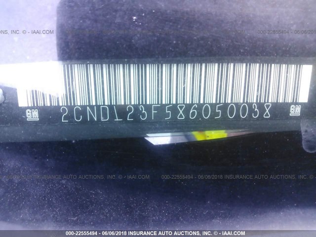 2CNDL23F586050038 - 2008 CHEVROLET EQUINOX LS BLACK photo 9