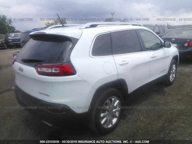 1C4PJMDB9FW757726 - 2015 JEEP CHEROKEE LIMITED WHITE photo 4