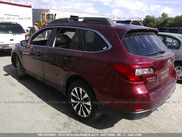 4S4BSAKC9H3414741 - 2017 SUBARU OUTBACK 2.5I LIMITED RED photo 3