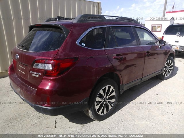 4S4BSAKC9H3414741 - 2017 SUBARU OUTBACK 2.5I LIMITED RED photo 4