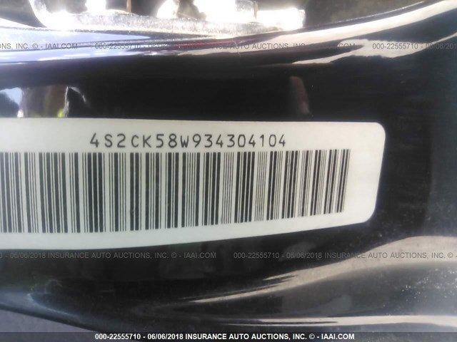 4S2CK58W934304104 - 2003 ISUZU RODEO S BLACK photo 9