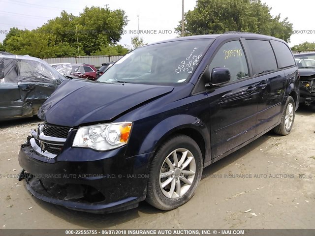 2C4RDGCGXER205870 - 2014 DODGE GRAND CARAVAN SXT BLUE photo 2